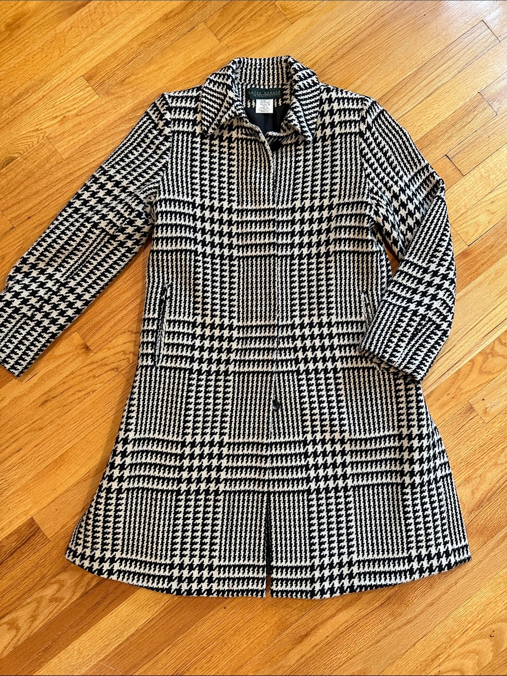 Harve Benard Black and White Houndstooth Pea Coat